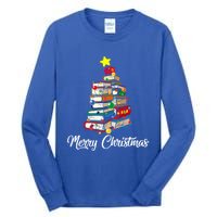 Merry Christmas Book Tree Librarian Bookworm Book Funny Gift Tall Long Sleeve T-Shirt