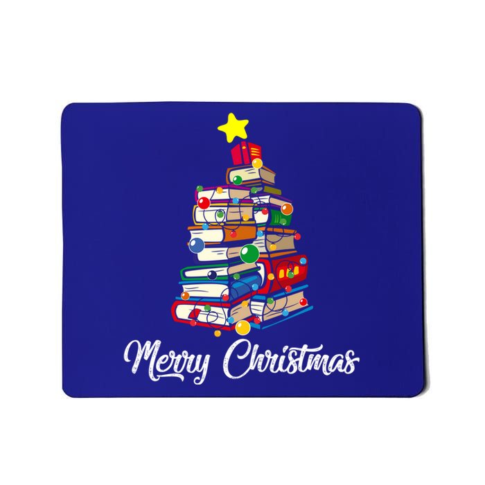 Merry Christmas Book Tree Librarian Bookworm Book Funny Gift Mousepad