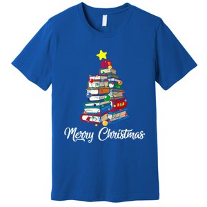 Merry Christmas Book Tree Librarian Bookworm Book Funny Gift Premium T-Shirt