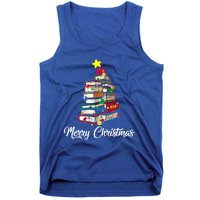 Merry Christmas Book Tree Librarian Bookworm Book Funny Gift Tank Top