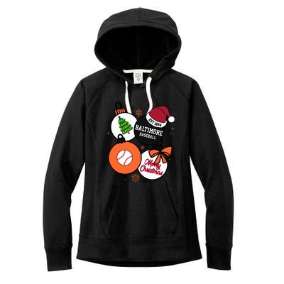 Merry Christmas Baltimore Baseball Est 1894 Women's Fleece Hoodie