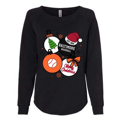 Merry Christmas Baltimore Baseball Est 1894 Womens California Wash Sweatshirt