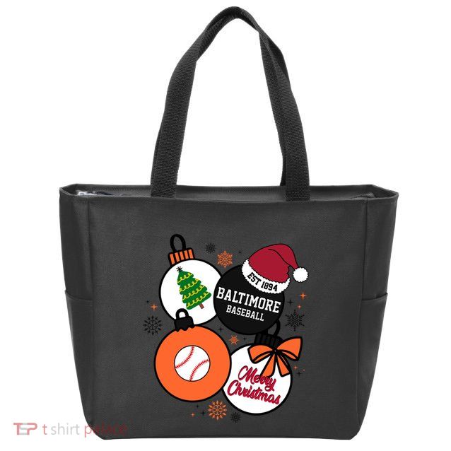 Merry Christmas Baltimore Baseball Est 1894 Zip Tote Bag