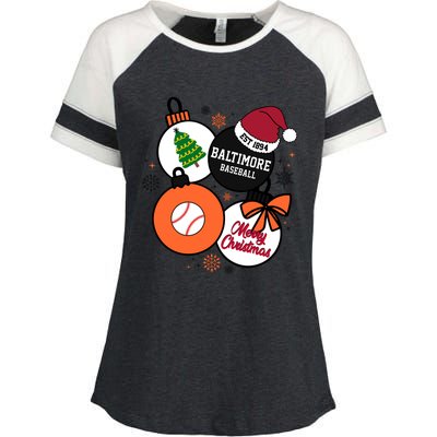 Merry Christmas Baltimore Baseball Est 1894 Enza Ladies Jersey Colorblock Tee