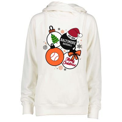 Merry Christmas Baltimore Baseball Est 1894 Womens Funnel Neck Pullover Hood