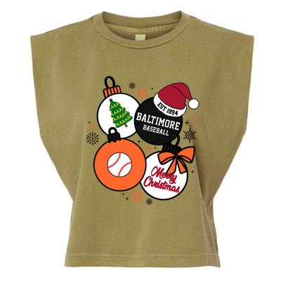 Merry Christmas Baltimore Baseball Est 1894 Garment-Dyed Women's Muscle Tee