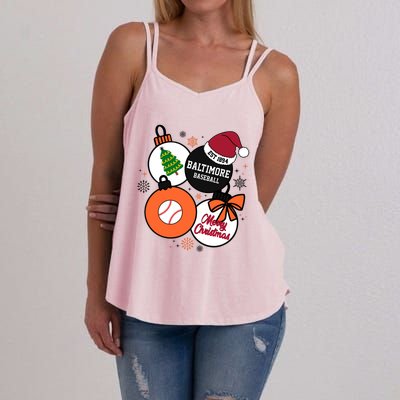 Merry Christmas Baltimore Baseball Est 1894 Women's Strappy Tank