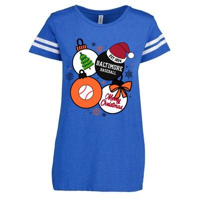 Merry Christmas Baltimore Baseball Est 1894 Enza Ladies Jersey Football T-Shirt