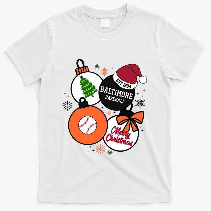 Merry Christmas Baltimore Baseball Est 1894 T-Shirt
