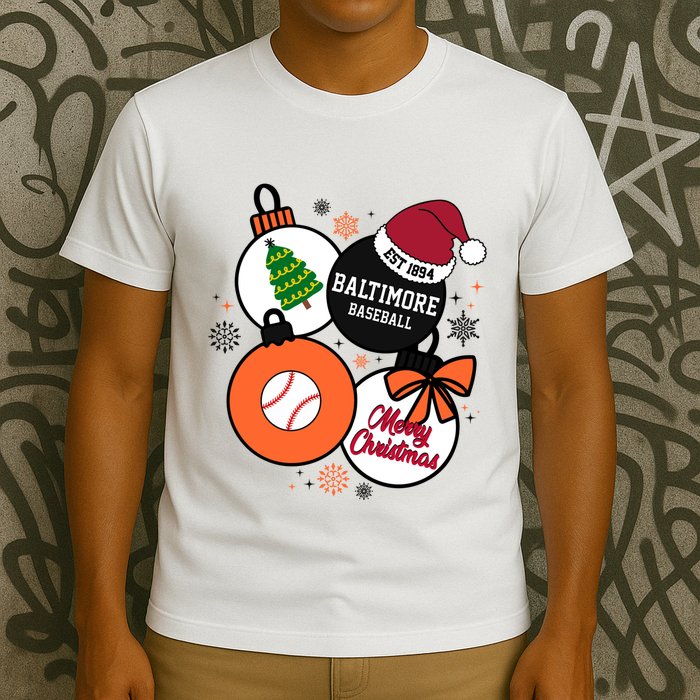 Merry Christmas Baltimore Baseball Est 1894 T-Shirt