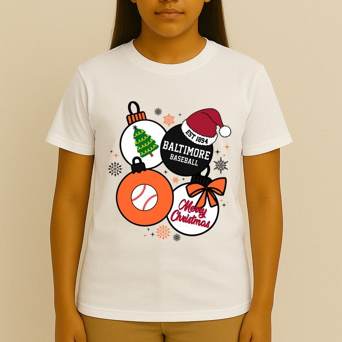 Merry Christmas Baltimore Baseball Est 1894 T-Shirt