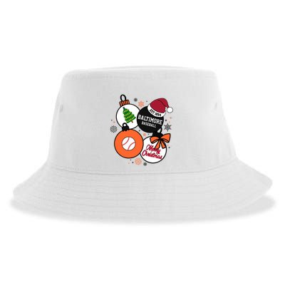 Merry Christmas Baltimore Baseball Est 1894 Sustainable Bucket Hat