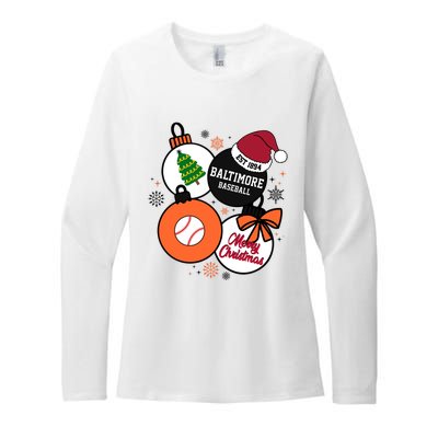 Merry Christmas Baltimore Baseball Est 1894 Womens CVC Long Sleeve Shirt