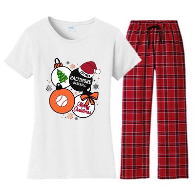 Merry Christmas Baltimore Baseball Est 1894 Women's Flannel Pajama Set