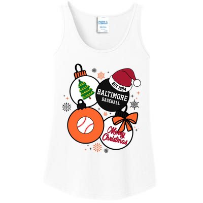 Merry Christmas Baltimore Baseball Est 1894 Ladies Essential Tank