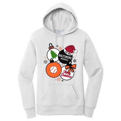 Merry Christmas Baltimore Baseball Est 1894 Women's Pullover Hoodie