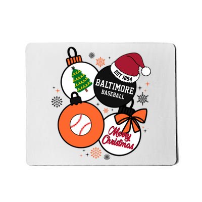 Merry Christmas Baltimore Baseball Est 1894 Mousepad