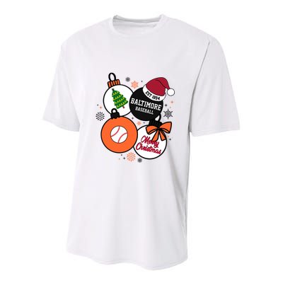 Merry Christmas Baltimore Baseball Est 1894 Youth Performance Sprint T-Shirt