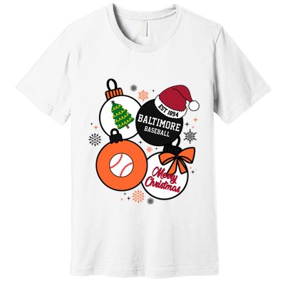 Merry Christmas Baltimore Baseball Est 1894 Premium T-Shirt