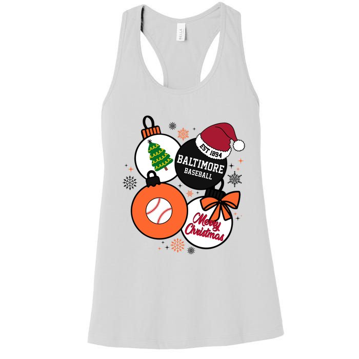 Merry Christmas Baltimore Baseball Est 1894 Women's Racerback Tank