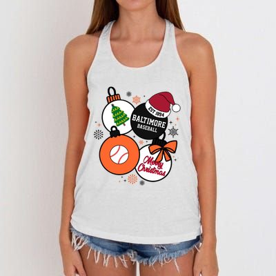 Merry Christmas Baltimore Baseball Est 1894 Women's Knotted Racerback Tank