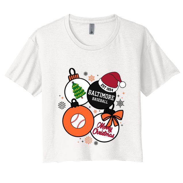 Merry Christmas Baltimore Baseball Est 1894 Crop Top
