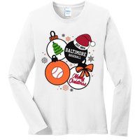 Merry Christmas Baltimore Baseball Est 1894 Ladies Long Sleeve Shirt