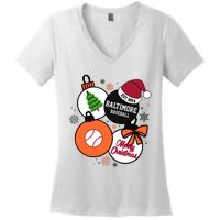 Merry Christmas Baltimore Baseball Est 1894 Women's V-Neck T-Shirt