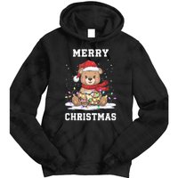 Merry Christmas Bear Santa Hat Christmas Lights Xmas Eve Tank Top Tie Dye Hoodie