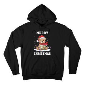 Merry Christmas Bear Santa Hat Christmas Lights Xmas Eve Tank Top Tall Hoodie