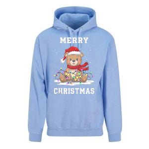 Merry Christmas Bear Santa Hat Christmas Lights Xmas Eve Tank Top Unisex Surf Hoodie