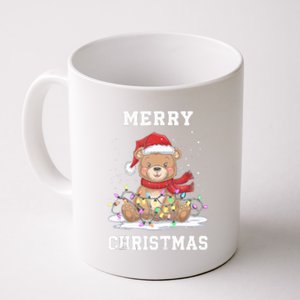 Merry Christmas Bear Santa Hat Christmas Lights Xmas Eve Tank Top Coffee Mug