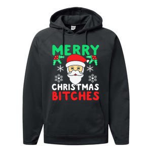 Merry Christmas Bitches Inappropriate Christmas Performance Fleece Hoodie