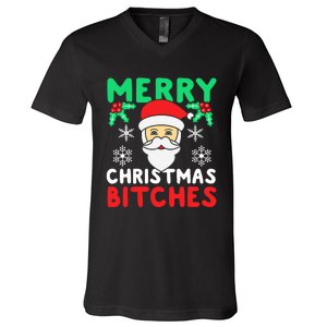 Merry Christmas Bitches Inappropriate Christmas V-Neck T-Shirt