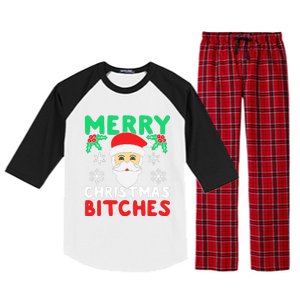 Merry Christmas Bitches Inappropriate Christmas Raglan Sleeve Pajama Set