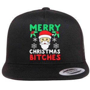 Merry Christmas Bitches Inappropriate Christmas Flat Bill Trucker Hat