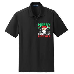 Merry Christmas Bitches Inappropriate Christmas Dry Zone Grid Polo