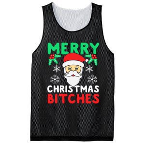 Merry Christmas Bitches Inappropriate Christmas Mesh Reversible Basketball Jersey Tank