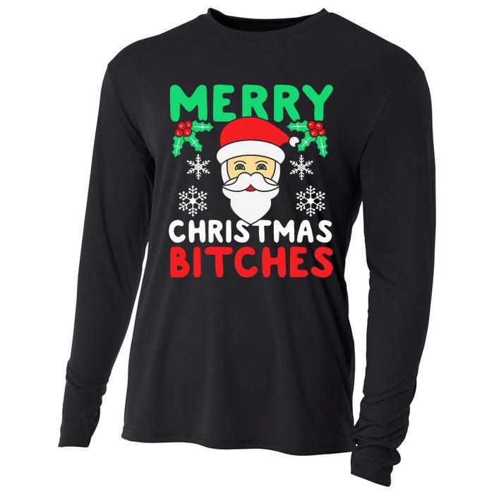 Merry Christmas Bitches Inappropriate Christmas Cooling Performance Long Sleeve Crew