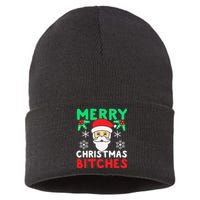 Merry Christmas Bitches Inappropriate Christmas Sustainable Knit Beanie