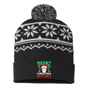 Merry Christmas Bitches Inappropriate Christmas USA-Made Snowflake Beanie