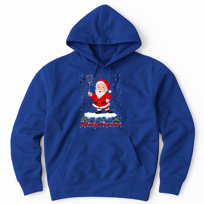 Merry Christmas Badminton Shuttlecock Santa Lights Xmas Cool Gift Hoodie