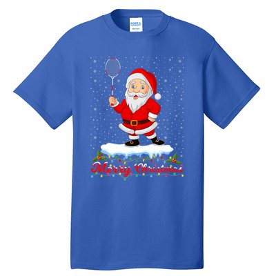 Merry Christmas Badminton Shuttlecock Santa Lights Xmas Cool Gift Tall T-Shirt