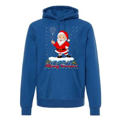 Merry Christmas Badminton Shuttlecock Santa Lights Xmas Cool Gift Premium Hoodie