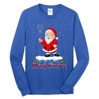 Merry Christmas Badminton Shuttlecock Santa Lights Xmas Cool Gift Tall Long Sleeve T-Shirt