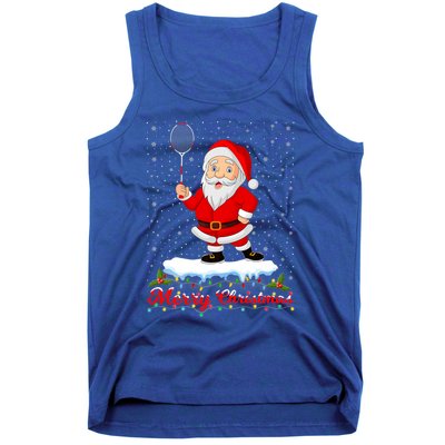 Merry Christmas Badminton Shuttlecock Santa Lights Xmas Cool Gift Tank Top