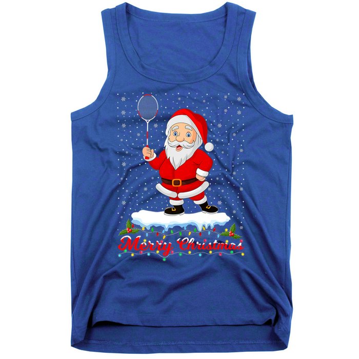 Merry Christmas Badminton Shuttlecock Santa Lights Xmas Cool Gift Tank Top