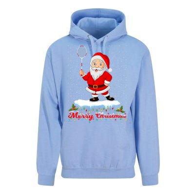 Merry Christmas Badminton Shuttlecock Santa Lights Xmas Cool Gift Unisex Surf Hoodie