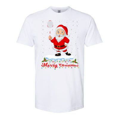 Merry Christmas Badminton Shuttlecock Santa Lights Xmas Cool Gift Softstyle CVC T-Shirt