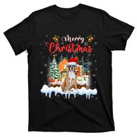 Merry Christmas Boxer Dog Santa Hat Lights Xmas T-Shirt